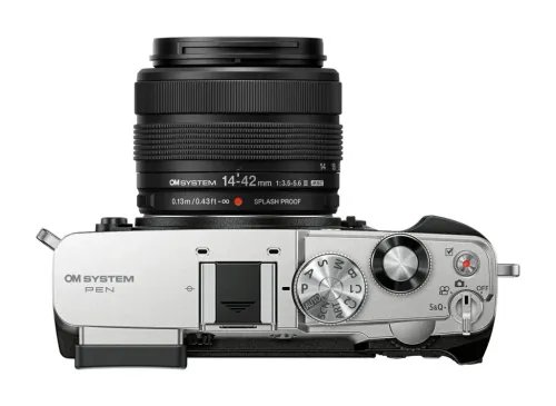 OlympusOM-SystemPENBodysilverM.ZuikoDigital14-42mmF3.5-5.6IIIblackBodycapBLS-7Li-i