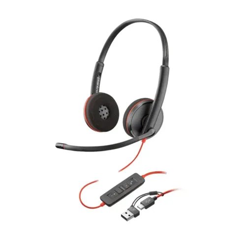 POLYBLACKWIRE3220STEREOUSB-CBLACKHEADSETUSB-CAADAPTERBULK