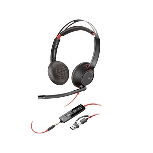 POLYBLACKWIRE5220STEREOUSB-CHEADSET3.5MMPLUGUSB-CAADAPTERBULK