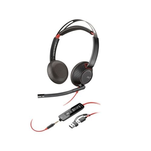 POLYBLACKWIRE5220STEREOUSB-CHEADSET3.5MMPLUGUSB-CAADAPTERBULK