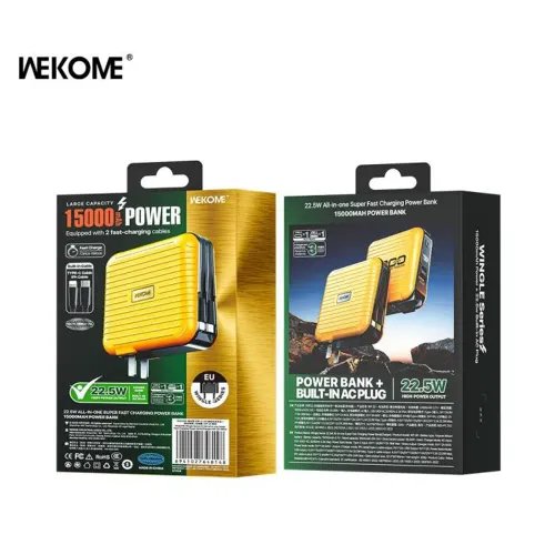 Power Bank WK 15000mAh 225W QC3.0x1 Yellow WP-20
