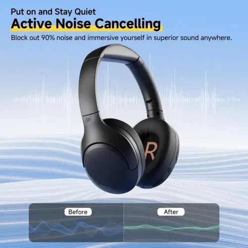 QCY H3 Lite Headset Black - ANC Noise Canceling 40mm drivers 68ms latency - 60h battery
