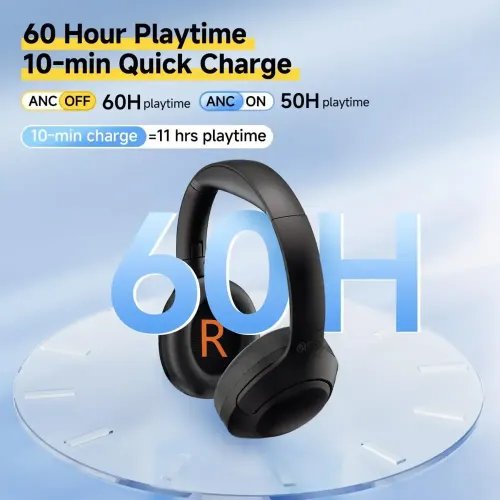QCY H3 Lite Headset Black - ANC Noise Canceling 40mm drivers 68ms latency - 60h battery