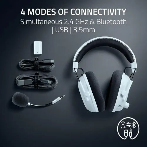 RazerBLACKSHARKV3PROWhite-ANCWirelessGamingHeadset-70hBattery-2.4GHzBTUSB-PCPS5