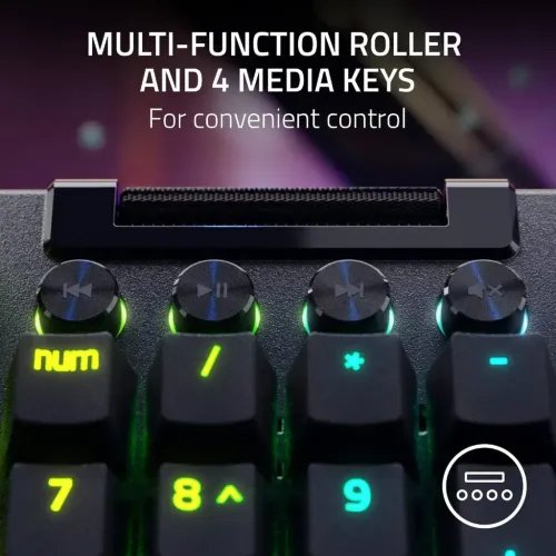 RazerBLACKWIDOWV4PROUKLAYOUT-GamingMechanicalRGBKeyboard-GreenClickySwitches-Macros