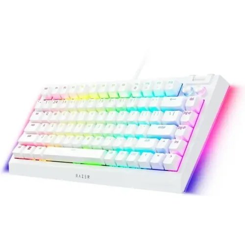 Razer BLACKWIDOW V4 75 WHITE - Mechanical RGB Gaming Keyboard - Hot-Swappable - Orange Tactile Swit
