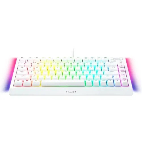 Razer BLACKWIDOW V4 75 WHITE - Mechanical RGB Gaming Keyboard - Hot-Swappable - Orange Tactile Swit