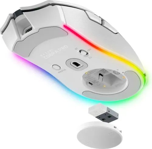 Razer COBRA PRO WHITE - Wireless Gaming Mouse - 30000 DPI - RGB UNDERGLOW - Bluetooth 2.4Ghz - 77g