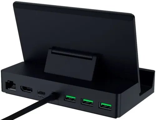 RazerHandheldDockChroma-SteamDeckSwitch2SmartphonesTablets-USBCUSBAHDMIGbE100W