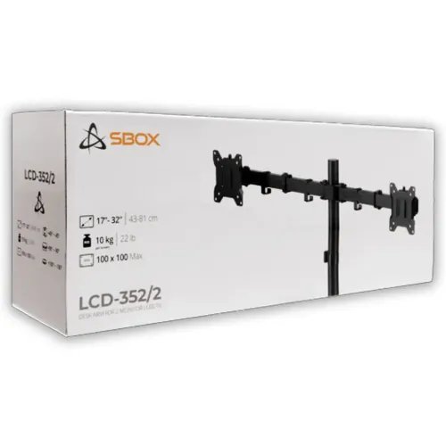 SBOXDESKTOPMOUNT2xMONITORS17-32MAXVESA100x100