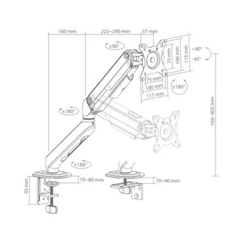 SBOXSINGLEMONITORSTAND17-32VESA100x100MAXBLACK