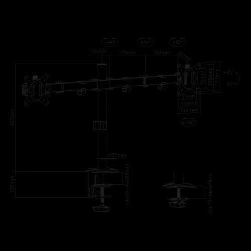 SBOX MONITOR STAND 17-32 LEFT RIGHT VESA 100x100 MAX