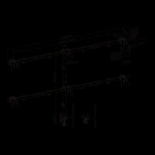SBOX TABLE STAND FOR 6 MONITORS 17-32 VESA 100x100 MAX