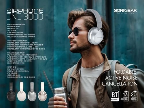 SONICGEARBT5.4HEADSETAIRPHONEDNC3000CHAMPAGNE