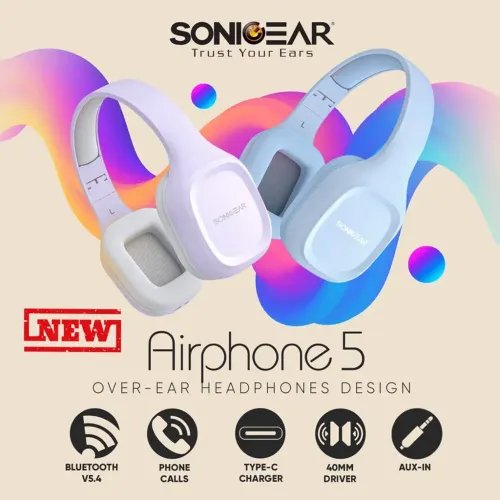 SONICGEARBT5.4OVER-EARHEADPHONESAIRPHONE5CREMECARAMEL