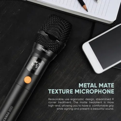 SONICGEARDUALPROFESSIONALUHFWIRELESSLEDMICROPHONEWM3300ULOBSIDIAN