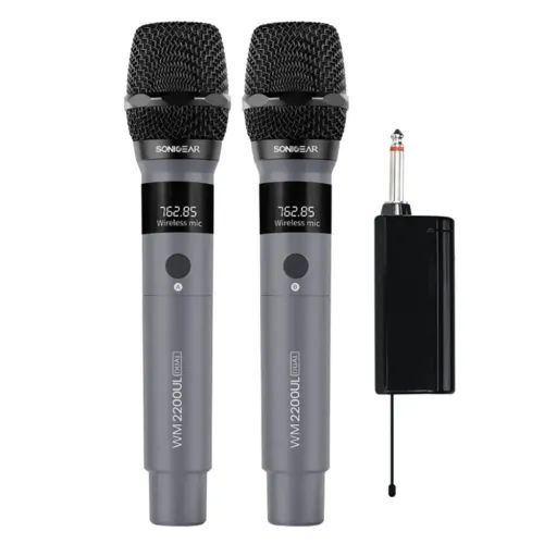 SONICGEARDUAL2.4GWIRELESSLEDMICROPHONEWM2200ULGRIGIO