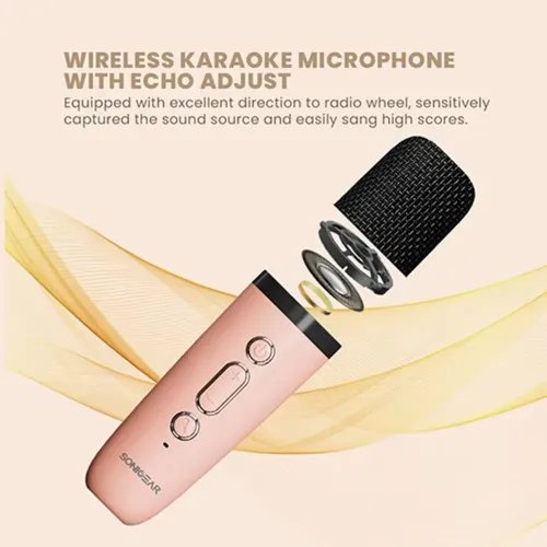 SONICGEARIOXK200BLUETOOTH5.1HOMEKARAOKEPORTABLESPEAKERWITHWIRELESSMICPINK