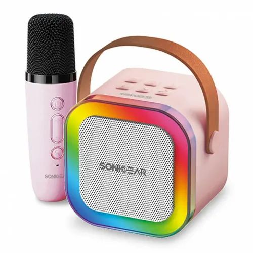 SONICGEARIOXK200BLUETOOTH5.1HOMEKARAOKEPORTABLESPEAKERWITHWIRELESSMICPINK