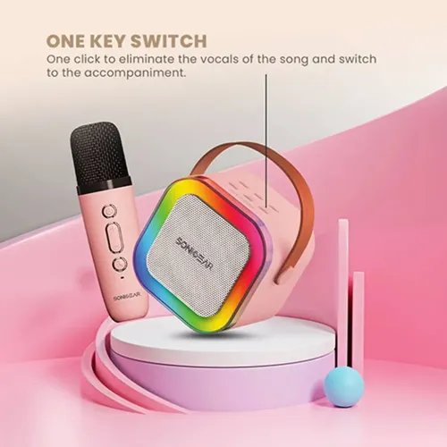 SONICGEARIOXK200BLUETOOTH5.1HOMEKARAOKEPORTABLESPEAKERWITHWIRELESSMICPINK