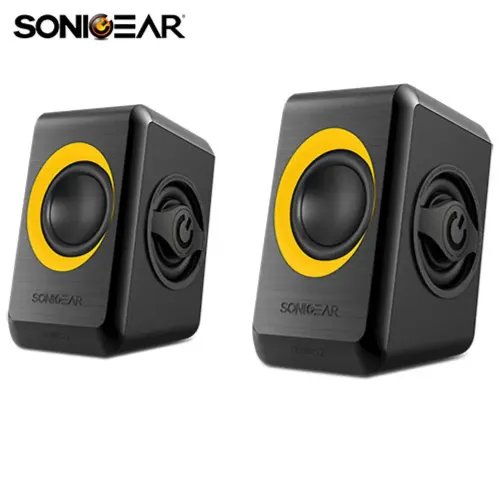 SONIC GEARS USB POWERED QUAD BASS SPEAKERS 20 BLACK SUNNY ORANGE