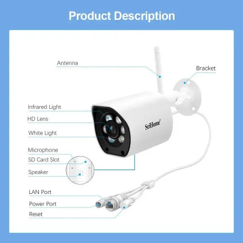SRIHOME 5G WIFI OUTDOOR IP CAMERA 5MP
