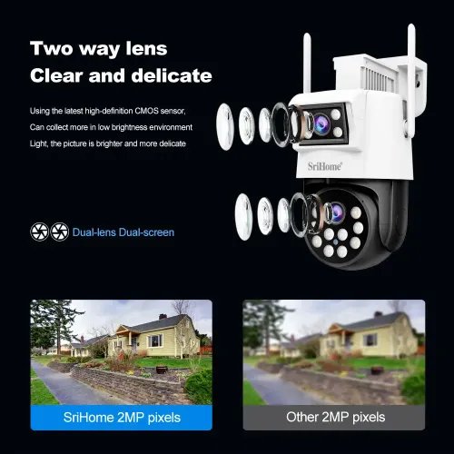 SRIHOME DUAL LENS PANORAMIC MONITORING IP CAMERA 2MP2MP HD