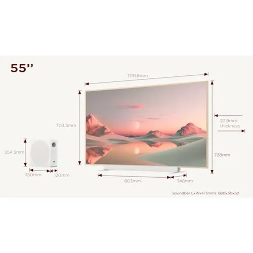 TCL55A300PRONXTFramePROQLEDTVwith3.1.2WirelessSoundBarandSubwoofer2024