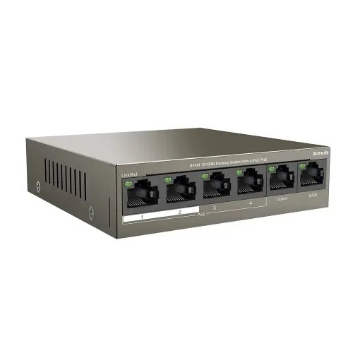 TENDA 6-PORT 10100M DESKTOP SWITCH WITH 4-PORT PoE