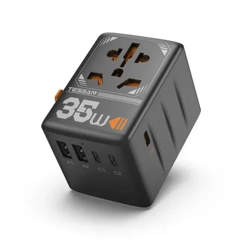TESSANUNIVERSALTRAVELADAPTER2xUSB3xTYPE-CMAX35W