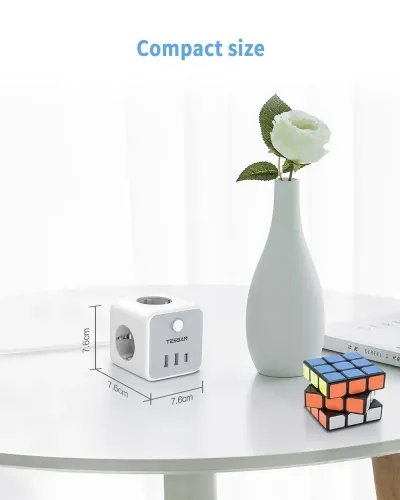 TESSAN 6 IN 1 POWERCUBE STRIP 3xSCHUKO 2xUSB 1xTYPE-C 2M CABLE