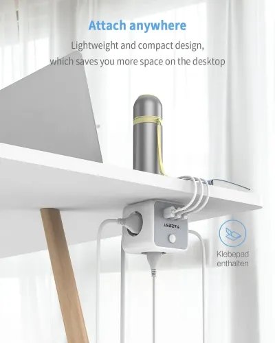 TESSAN 6 IN 1 POWERCUBE STRIP 3xSCHUKO 2xUSB 1xTYPE-C 2M CABLE