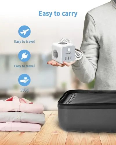 TESSAN 6 IN 1 POWERCUBE STRIP 3xSCHUKO 2xUSB 1xTYPE-C 2M CABLE