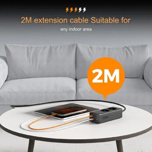 TESSAN6IN1POWERSTRIP2xSCHUKO2xUSB2xTYPE-C30WWITHCABLE2MBLACK