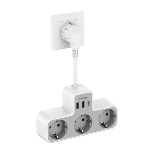 TESSAN6IN1POWERSTRIP3xSCHUKO2xUSB1xTYPE-C15CMCABLE