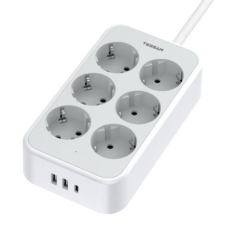 TESSAN9IN1POWERSTRIP25W6xSCHUKO2xUSB1xTYPE-C2MCABLE