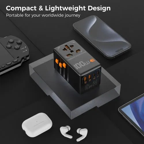 TESSAN GaN UNIVERSAL TRAVEL ADAPTER 2xUSB 2xTYPE-C MAX 100W