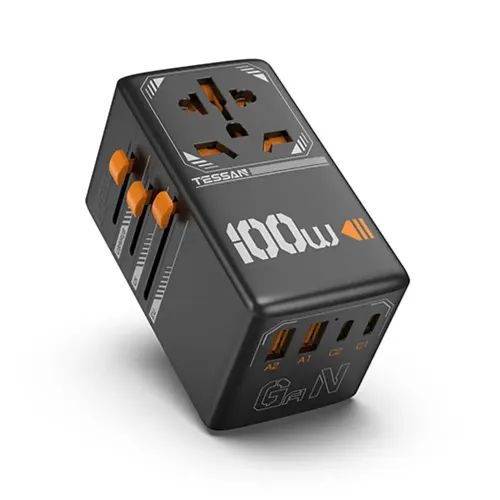 TESSAN GaN UNIVERSAL TRAVEL ADAPTER 2xUSB 2xTYPE-C MAX 100W