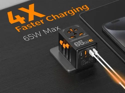 TESSAN GaN UNIVERSAL TRAVEL ADAPTER 2xUSB 2xTYPE-C MAX 65W