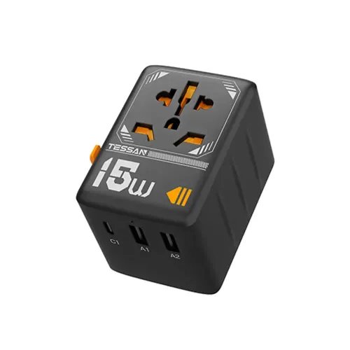 TESSAN UNIVERSAL TRAVEL ADAPTER 2xUSB 1xTYPE-C MAX 15W