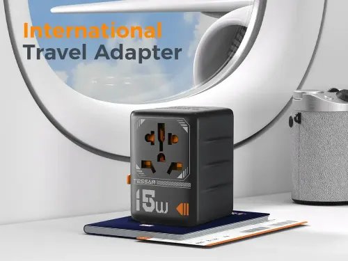 TESSAN UNIVERSAL TRAVEL ADAPTER 2xUSB 1xTYPE-C MAX 15W