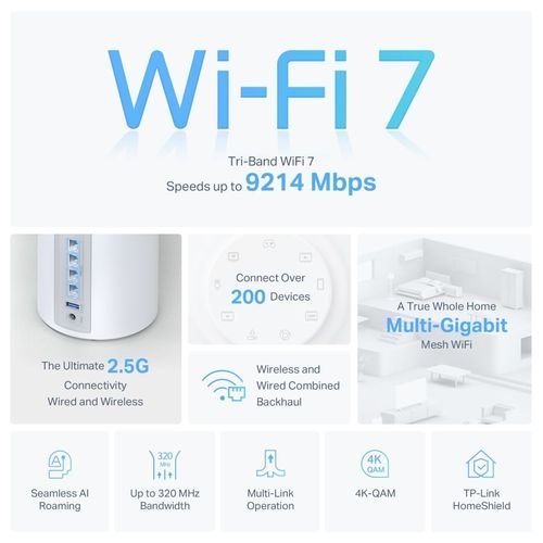 TP-LINKDecoBE65BE9300WholeHomeMeshWiFi7System2Pack