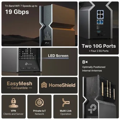 TP-LINKRouterArcherBE800BE19000Tri-BandWi-Fi7Router