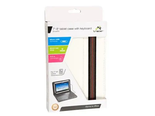 TRACER TABLET CASE WITH KBRD 7-8 SMART FIT WHITE