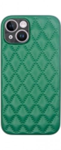 VividDiamondShapePULeatherCaseAppleiPhone14Green
