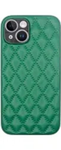 VividDiamondShapePULeatherCaseAppleiPhone15Green