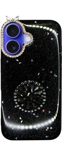 VividGlitterStarsCasewithHolderAppleiPhone16Black