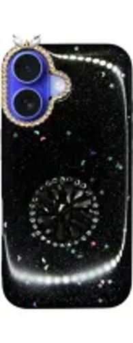 VividGlitterStarsCasewithHolderAppleiPhone16Black