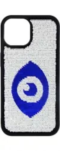 VividSequinCaseAppleiPhone15SilverBlue