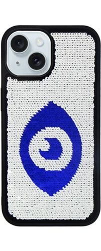 VividSequinCaseAppleiPhone15SilverBlue